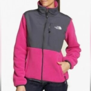 Pink and gray north face jacket